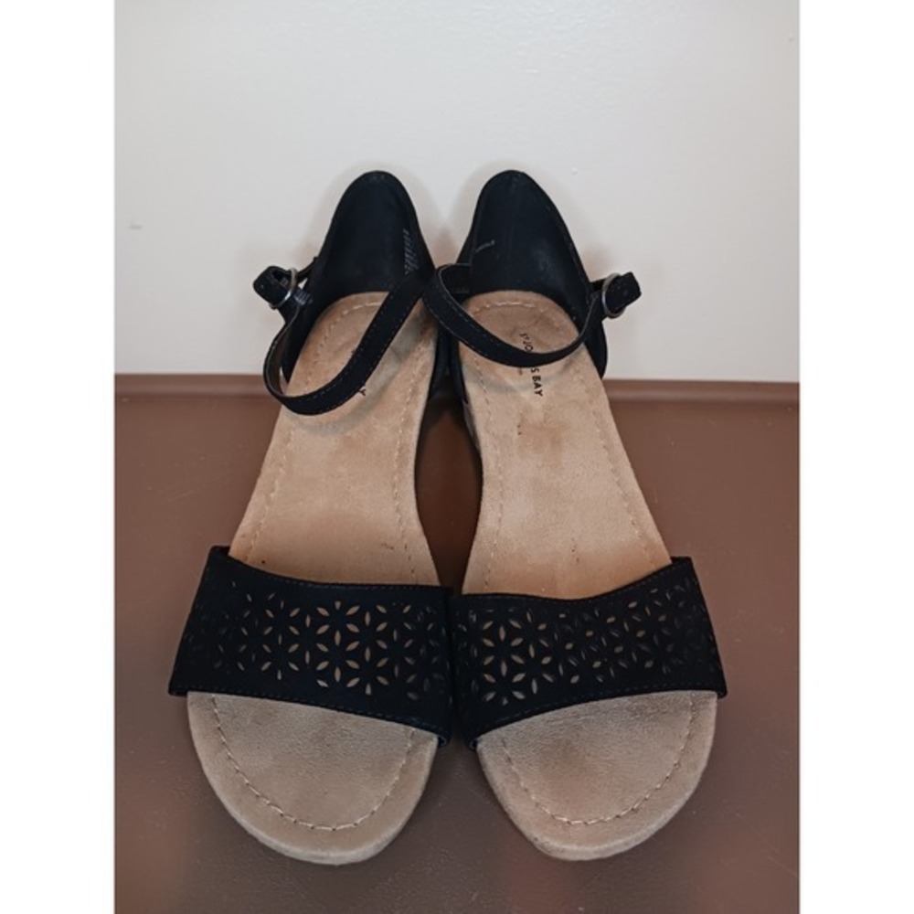 St. John's‎ Bay Mackey Cork Wedge Black Sandals Shoes Women Size 7M